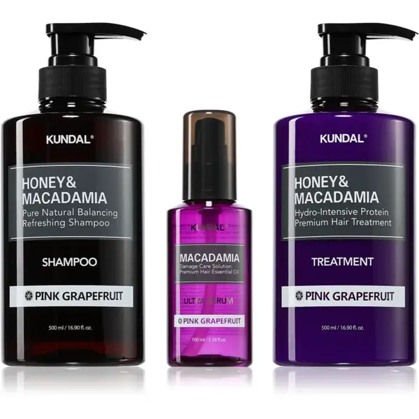 KUNDAL Honey & Macadamia Pink Grapefruit set pentru păr uscat și deteriorat