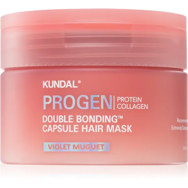 KUNDAL Progen Double Bonding Capsule Hair Mask mască regeneratoare pentru părul deteriorat cu parfum Violet Muguet 180 g