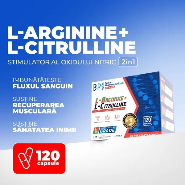 L-Arginine + L-Citrulline, 120 caps.