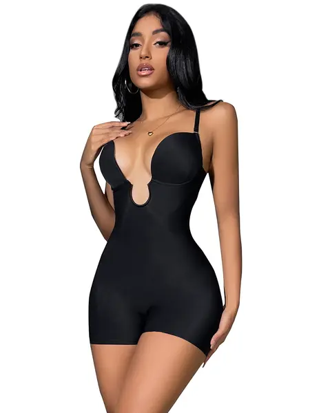 L - Body din benzi elastice cu cupe decupate A3550 Negru