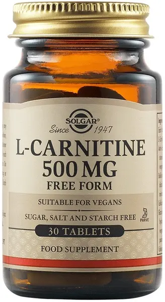 L-Carnitine, 500 mg, 30 tablete, Solgar