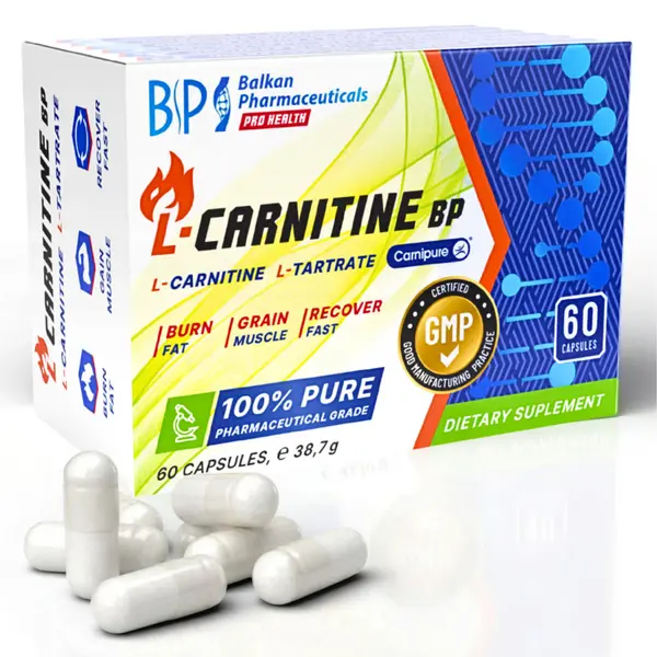 L-Carnitine BP 500mg, 60 Capsule – Arzător de Grăsimi și Energie pentru fiecare (L-Tartrat)