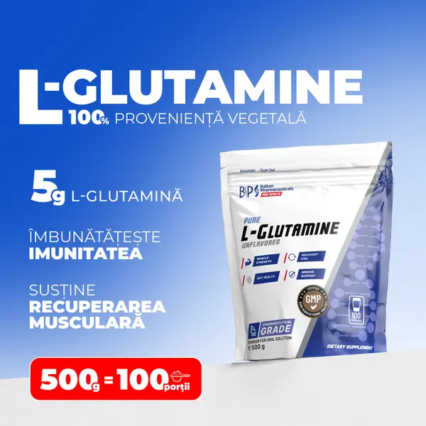 L-Glutamine, 500g, 100 de porții, pulbere