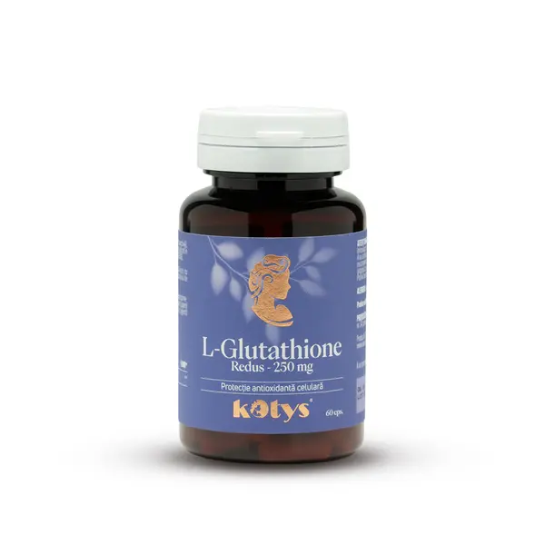 L-Glutathione Redus 250 mg -- 60 capsule pentru protecție antioxidantă celulară, Kotys