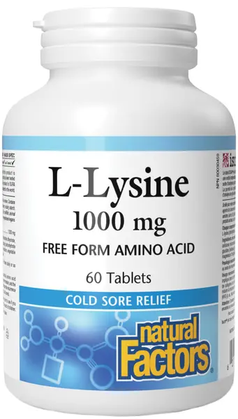 L-Lysine, 1000 mg, 60 tablete, Natural Factors