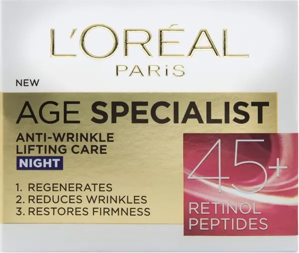 L'Oréal Age Specialist Crema de față de noapte, 45 +, 50 ml