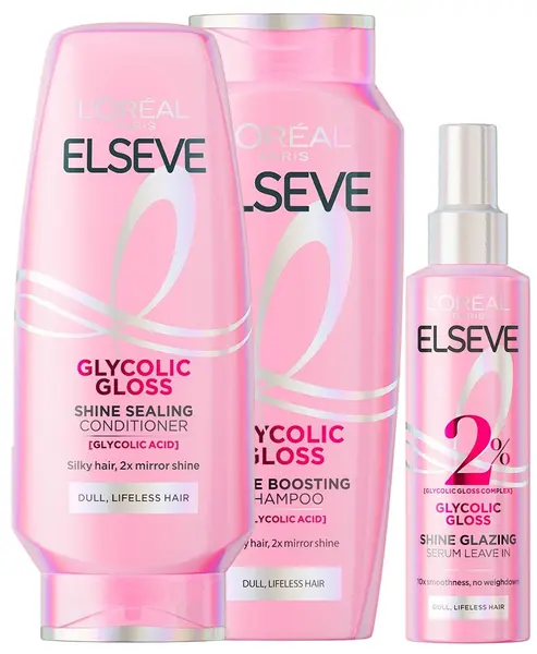 L'Oréal Elseve Set Glycolic Gloss - Șampon, balsam și ser, 400 + 200 + 150 ml