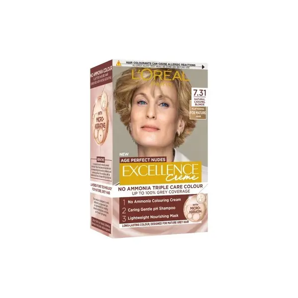 L'Oreal Paris Excellence Age Perfect Nudes Vopsea de păr fără amoniac Volum 7.31 Natural Caramel Blonde