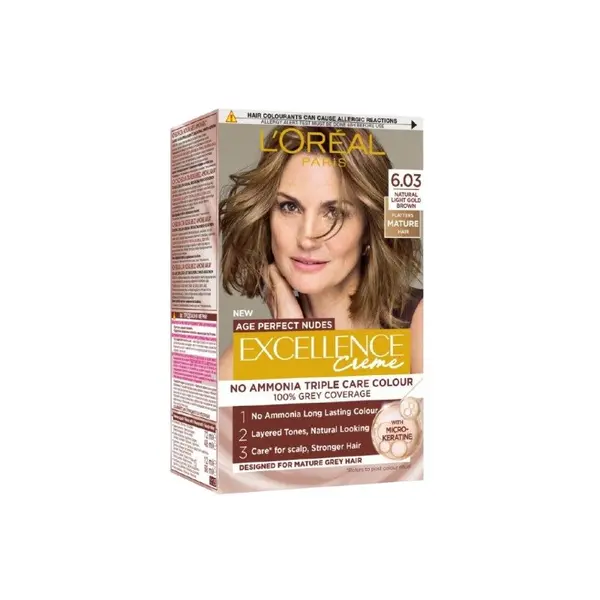 L'Oreal Paris Excellence Age Perfect Nudes Vopsea de păr fără amoniac Volum 6.03 Ash Brown