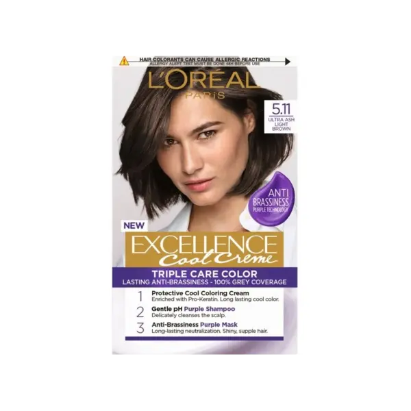 L'Oreal Paris Excellence Cool Hair Vopsea de par Volum 5.11 Ultra Ash Light Brown