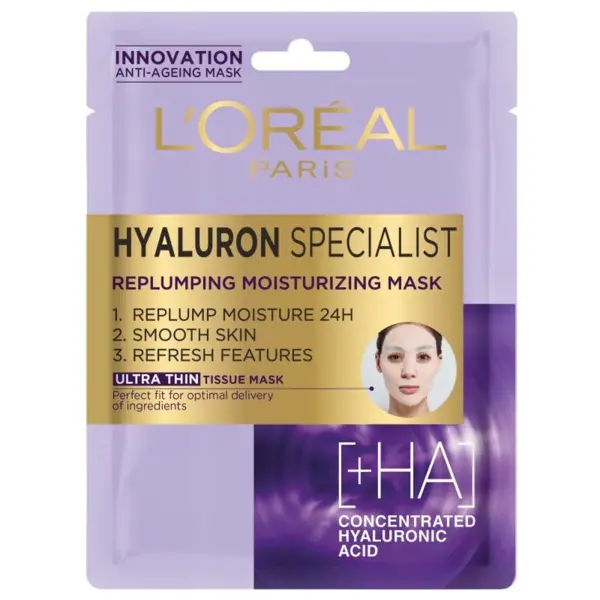 L'Oreal Paris Hyaluron Specialist Mască de față din hârtie Volum 30 ml