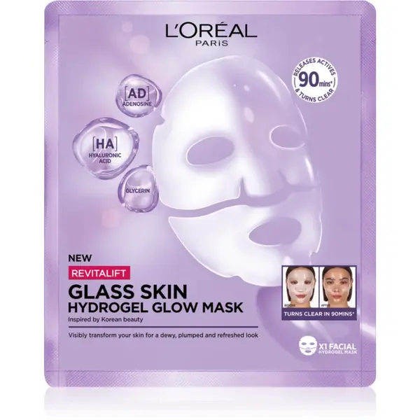 L’Oréal Paris Revitalift Filler Glass Skin mască hidrogel cu efect iluminator 25 g
