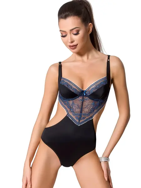 L/XL - Body de culoare neagra cu insertii din dantela Gisele Negru