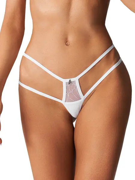 L/XL - Chilot tanga din dantela cu benzi elastice decorative Arrowel panties Alb