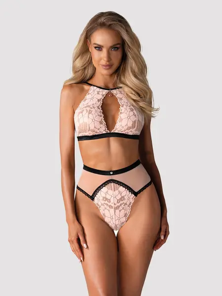 L/XL - Set trendy compus din sutien si chilot cu talie inalta Lilines Roz