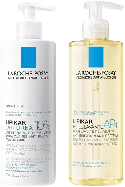 La Roche-Posay Lipikar Set - Loțiune de corp și Ulei de spălare, 2 х 400 ml