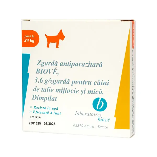 LABORATOIRES BIOVE, deparazitare externă câini, zgardă LABORATOIRES BIOVE, deparazitare externă câini, S-M, zgardă, 45 cm, 1buc