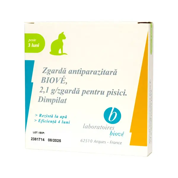 LABORATOIRES BIOVE, deparazitare externă pisici, zgardă, 35 cm, 1buc LABORATOIRES BIOVE, deparazitare externă pisici, zgardă, 35cm cm, 1buc