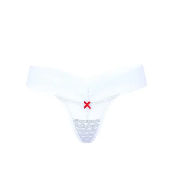 Lace thong panties with hearts - soft iris M
