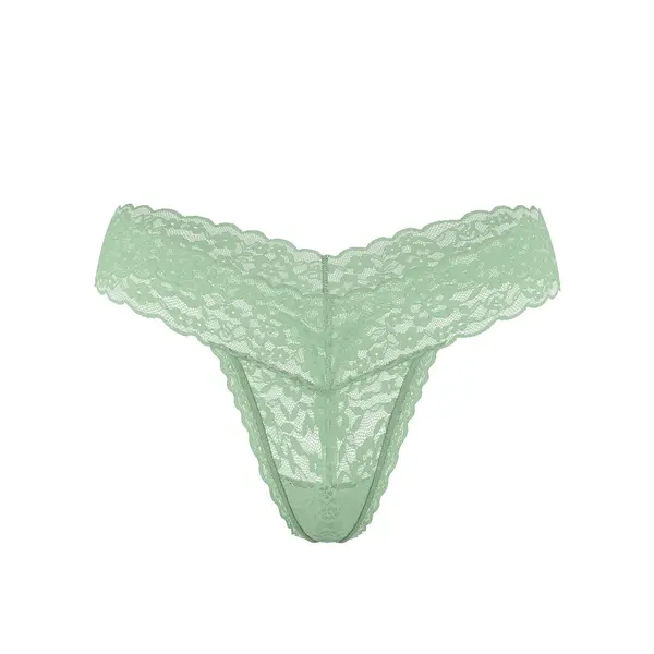 Lace thong panty - green Xs