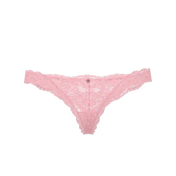 Lace thong panty - pink M