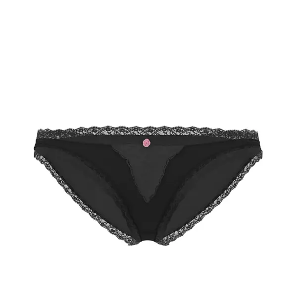Lace-trim bikini panty - black M