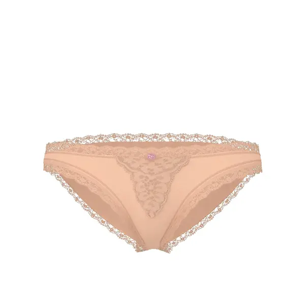 Lace-trim bikini panty - praline/ nude L