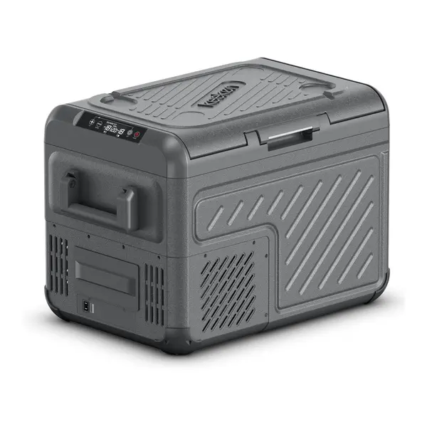 Lada frigorifica portabila, cu compresor, zona dubla de racire, cablu alimentare 12/24V si 220V, capacitate 35 litri, putere 55W, neagra