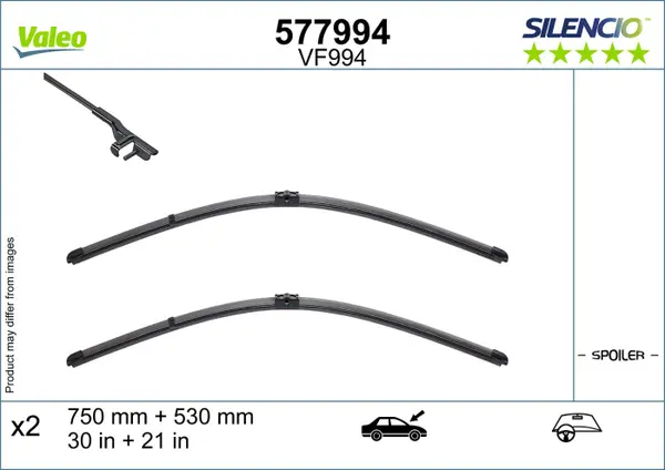 Lama stergator fata (2buc) Silencio 750 530mm potrivit BMW I3 (I01) 08.13-