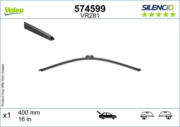 Lama stergator spate (1buc) Silencio 400mm potrivit VOLVO C30; BMW X7 (G07); CITROEN C5 II; OPEL VECTRA C GTS; SKODA FABIA II, OCTAVIA II; VW MULTIVAN T5, TOURAN 08.02-