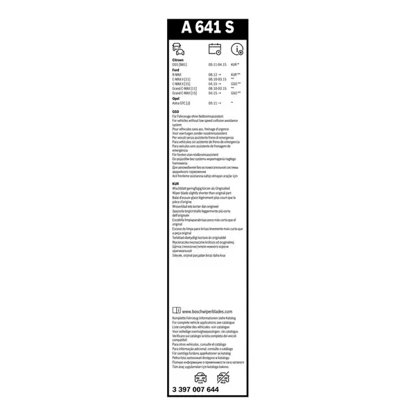 Lamela stergator BOSCH 3 397 007 644