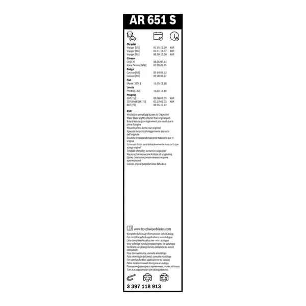Lamela stergator BOSCH 3 397 118 913