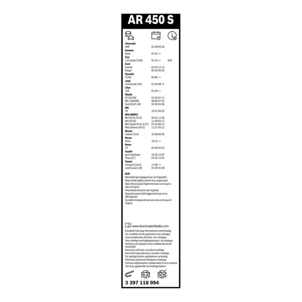 Lamela stergator BOSCH 3 397 118 994