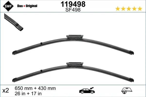 Lamela stergator fata (2 buc) Visioflex 650 430mm potrivit CITROEN C4 CACTUS 09.14-
