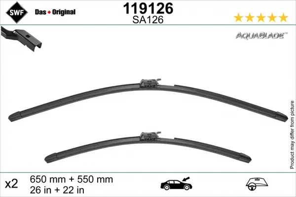 Lamela stergator fata cu spoiler (2buc) AquaBlade 650 550mm potrivit MERCEDES S (V223), S (W223), S (Z223) 09.20-