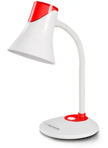Lampa de birou E27 Esperanza POLARIS ELD111R, cu brat flexibil, 12W, Alb/Rosu