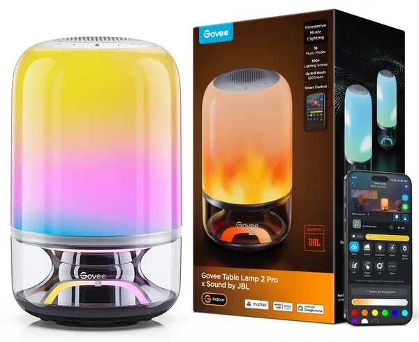 Lampă de masă cu difuzor Govee – Lamp 2 Pro x Sound by JBL, RGB
