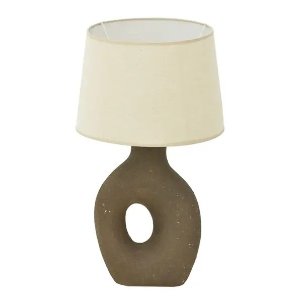 Lampa de masă Ovola, Ceramică, Gri și Bej, 30x52 cm