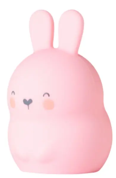 Lampă de noapte din silicon Saro Baby - Little Bunny, Pink