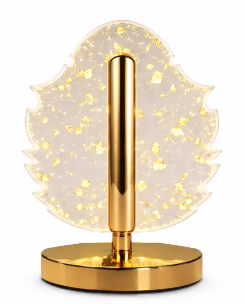 Lampa decorativa in forma de FRUNZA LED 3 culori Touch dimabil Reincarcabila USB Baza aurie eleganta