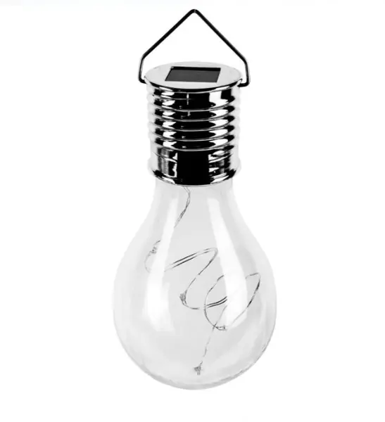 Lampa Led solara tip Bec cu agatatoare, Argintiu, Sticla