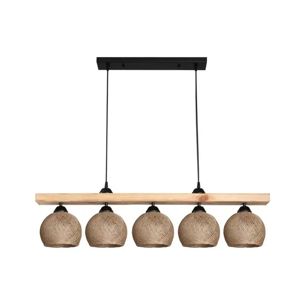 Lampa Salote, Pako World, E27, 5 becuri, Maro-Natural, 100x18x24 cm