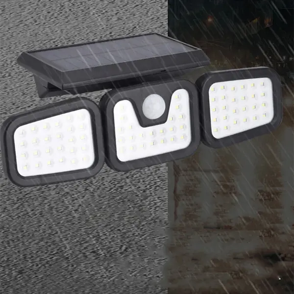 Lampa solara cu 3 capete – 74 LED-uri, 60W, incarcare solara, 3 moduri de iluminare