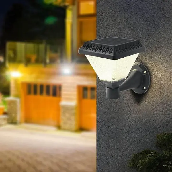 Lampa solara de perete, lumina calda si RGB, cu telecomanda, hexagonala, 6w