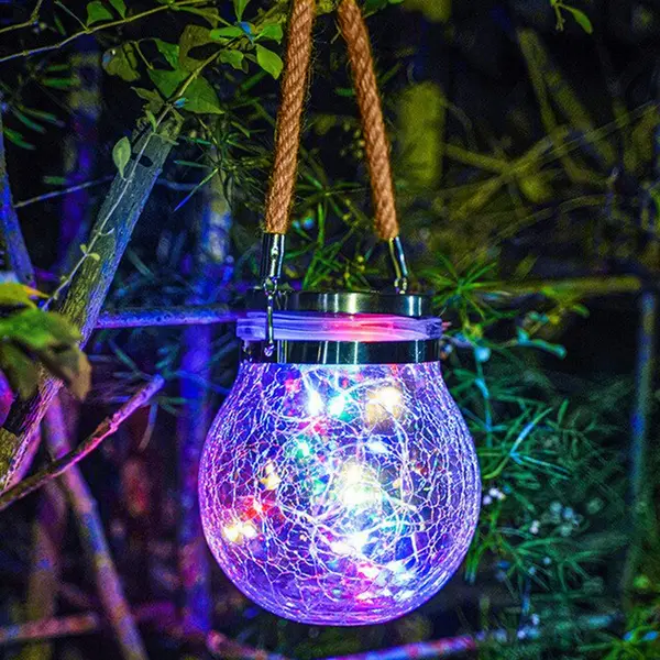Lampa solara decorativa cu LED, model glob sticla sparta, 11.5 x 14 x 8 cm