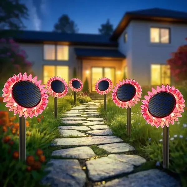 Lampa Solara Decorativa Floarea-Soarelui, LED Alb Cald, 9 LED-uri, IP44, 35 cm