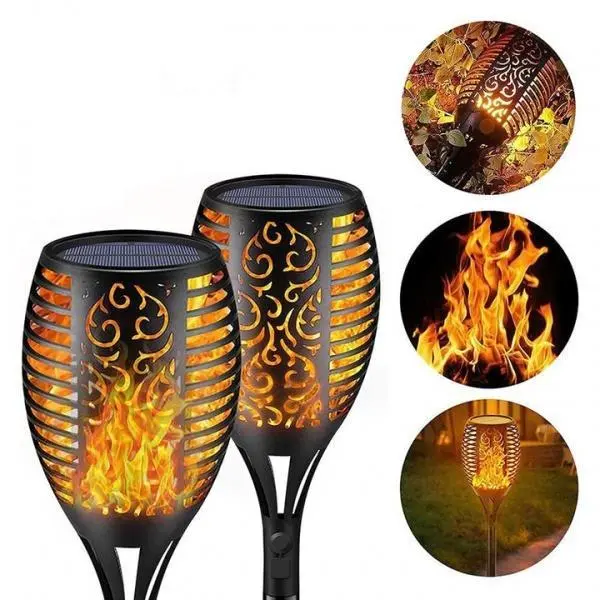 Lampa solara tip torta cu efect de flacara