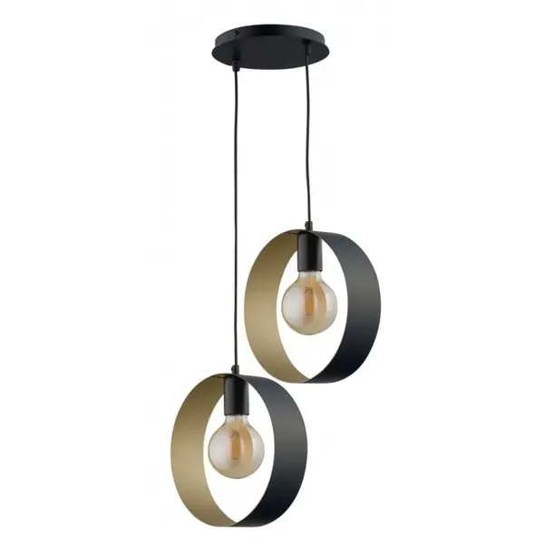 Lampă suspendată GLOSSY 2L - Negru/Gold