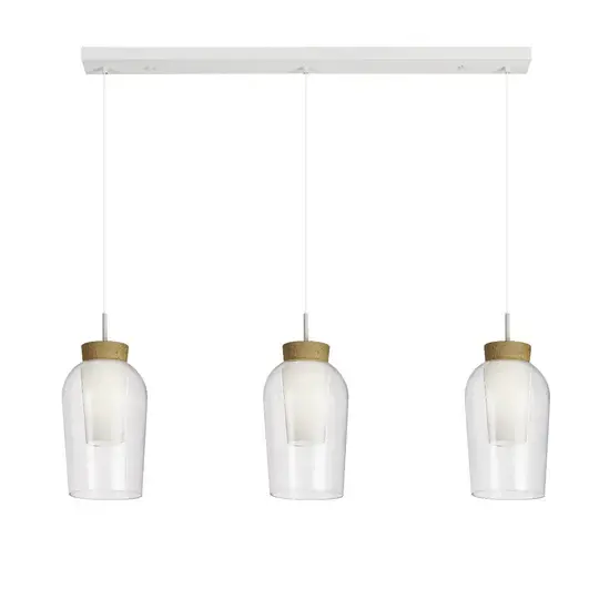Lampa suspendata NORMAD LINIAR - Alb/Lemn