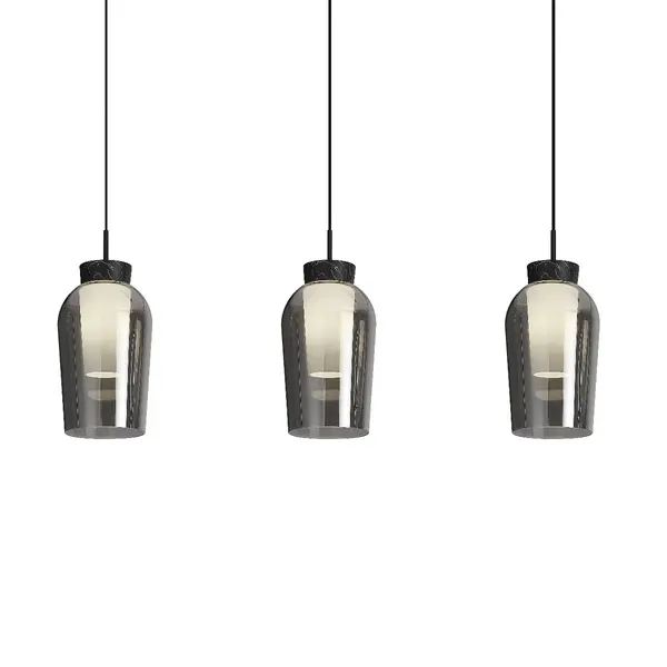 Lampa suspendata NORMAD LINIAR - Negru/Marmura